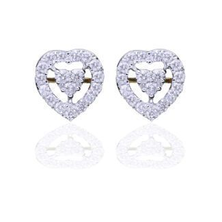 Heart in Heart Diamond Earring