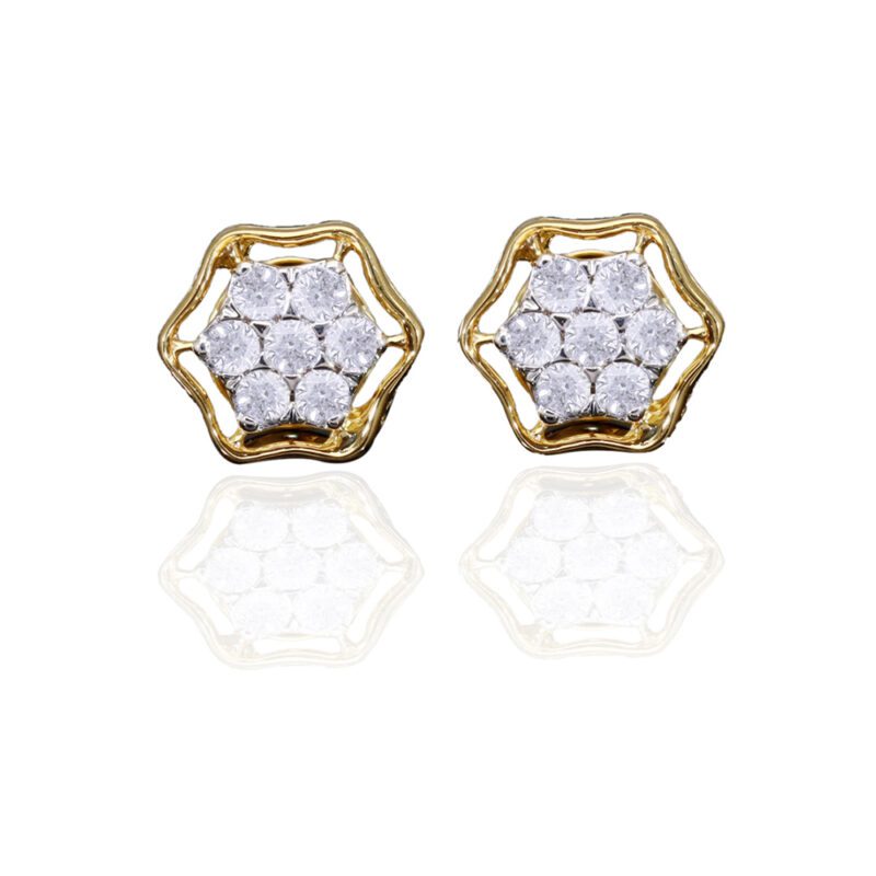 Modern Hexagon Diamond Earring